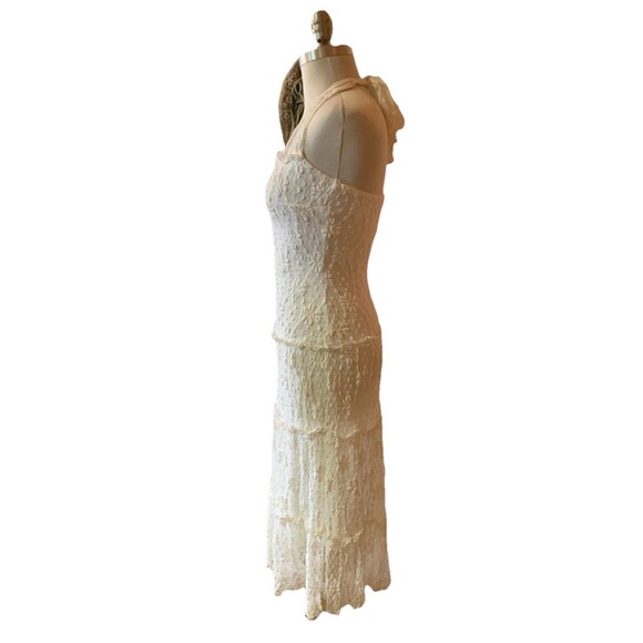Fairycore Halter Midi Dress Lace Soft Romance Coquette Tiered Sz Large Resort - Picture 6 of 13